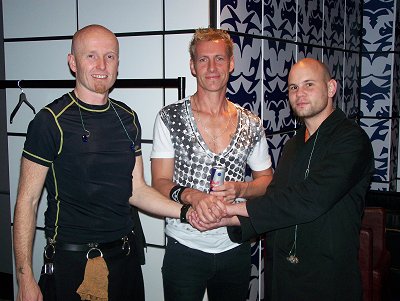 Stu, Stew and Jon in the dressing room before the show