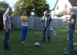 Bonus footage: The band kicking a ball around