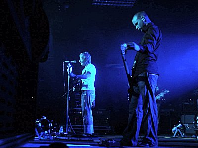 Martin and Jon in the blue light